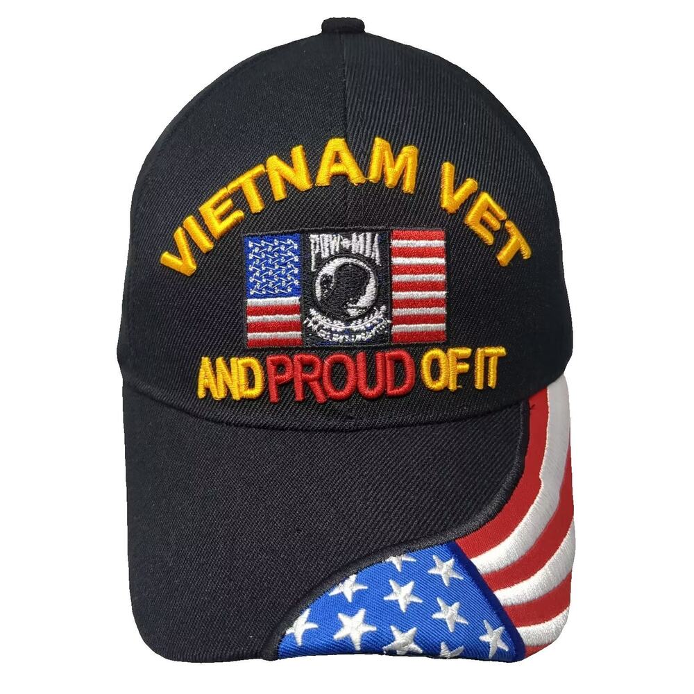 U.S. Warriors Baseball Cap Black OS Hat Vietnam Vet POW MIA Strapback Veteran